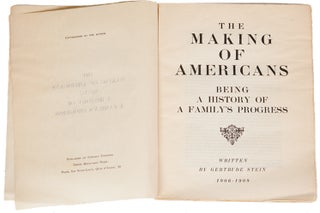 The Making of Americans Being A History of a Family's Progress (1/2)